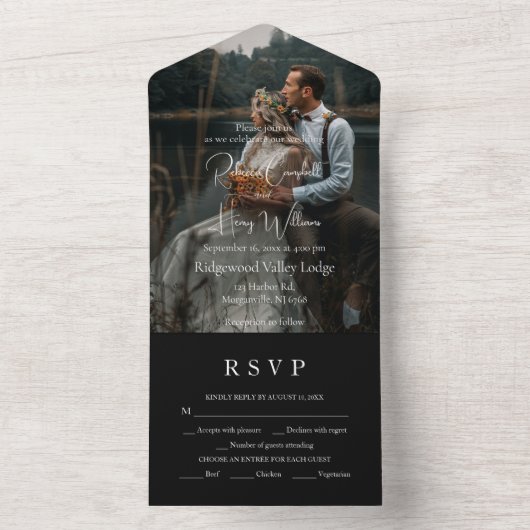 Moderner QR-Code | FOTO | Entree UAWG Wedding All In One Einladung (Innen Boden)