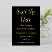 Moderner QR-Code Foto Kalligrafie Black Wedding Fo Folieneinladung (Stehend vorne)