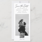 Moderner QR-Code-Foto-Lesezeichen-Hochzeit Save The Date (Vorderseite)