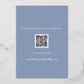Moderner QR-Code Foto Script Dusty Blue Wedding Fo Folieneinladung (Rückseite)