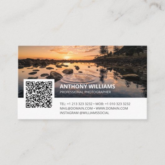 Moderner QR Code Fotograf Visitenkarte (Vorderseite)