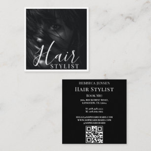 Moderner QR-Code für 1 Foto-Haarstylist Makeup Art Quadratische Visitenkarte