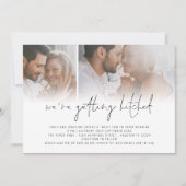 Moderner QR-Code für 2 Foto - Hitched Wedding Einladung (Vorderseite)