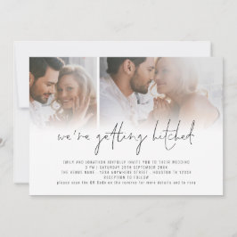 Moderner QR-Code für 2 Foto - Hitched Wedding Einladung
