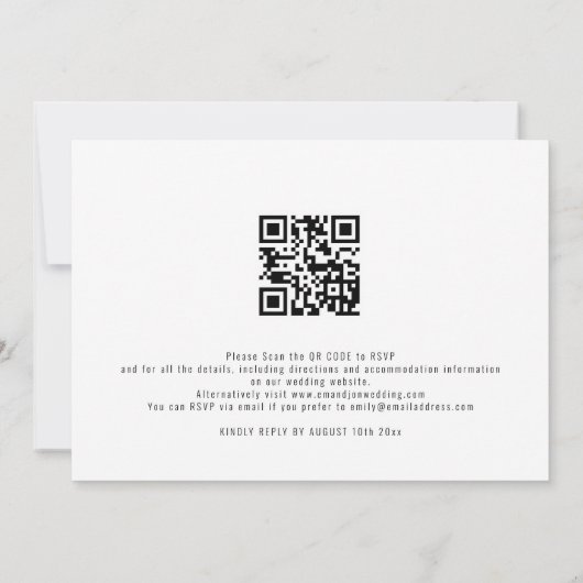Moderner QR-Code für 2 Foto - Hitched Wedding Einladung (Rückseite)