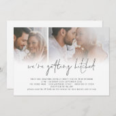 Moderner QR-Code für 2 Foto - Hitched Wedding Einladung (Vorne/Hinten)