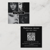 Moderner QR-Code für 4 Foto Hair Skin Nail Salon Quadratische Visitenkarte (Vorne/Hinten)