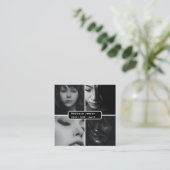 Moderner QR-Code für 4 Foto Hair Skin Nail Salon Quadratische Visitenkarte (Stehend Vorderseite)