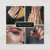 Moderner QR-Code für 4 Foto Hair Skin Nail Salon Quadratische Visitenkarte (Vorderseite)