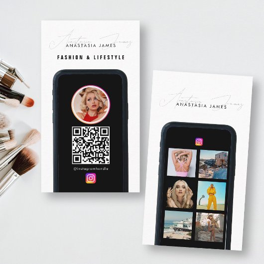 Moderner QR-Code für 6 Foto Gefüttert Grid Social Visitenkarte