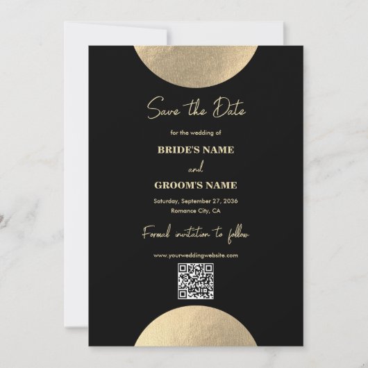 Moderner QR-Code für Abstrakte Hochzeiten in Black Save The Date (Vorderseite)