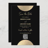 Moderner QR-Code für Abstrakte Hochzeiten in Black Save The Date (Vorne/Hinten)