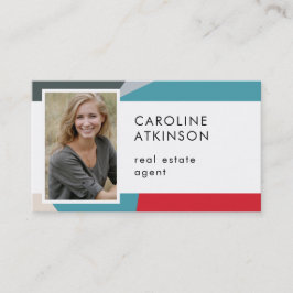 Moderner QR-Code für Abstraktes geometrisches Foto Visitenkarte