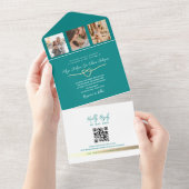 Moderner QR-Code für Aquamarine Hochzeiten All In One Einladung (Abreißen)