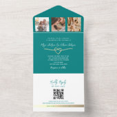 Moderner QR-Code für Aquamarine Hochzeiten All In One Einladung (Innen Boden)