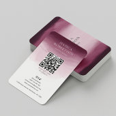 Moderner QR-Code für Aquarell Rosa Social Media Visitenkarte