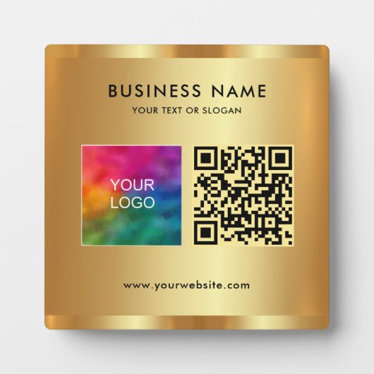 Moderner QR-Code für benutzerdefinierte Textlogos Fotoplatte (Vorderseite)