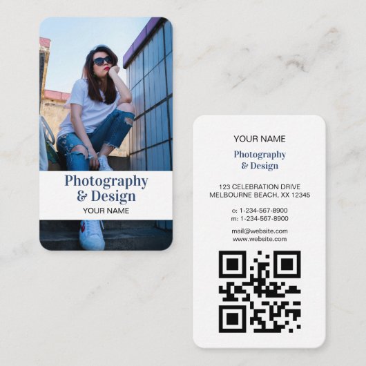 Moderner QR-Code für Berufliches Foto Visitenkarte (Vorne/Hinten)