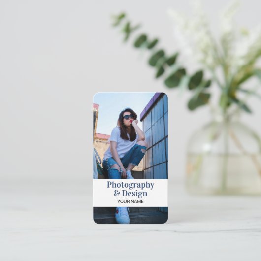 Moderner QR-Code für Berufliches Foto Visitenkarte (Stehend Vorderseite)