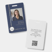 Moderner QR-Code für Berufliches Navy-Gold-Foto Ausweis (Vorder- & Rückseite)