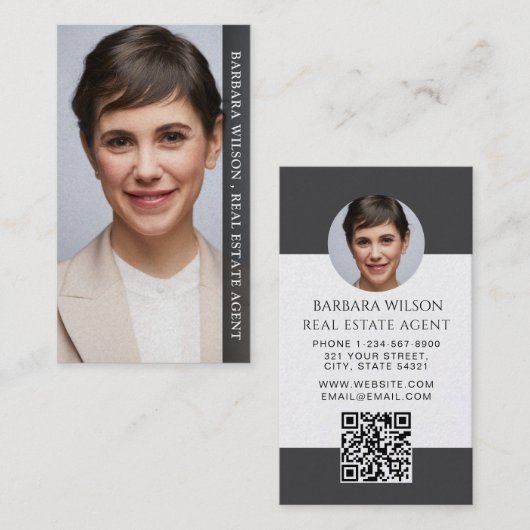 Moderner QR-Code für Berufliches Real Anwesen Foto Visitenkarte (Vorne/Hinten)
