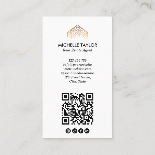 Moderner QR-Code für Berufliches Real Anwesen Foto Visitenkarte (Rückseite)