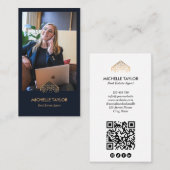 Moderner QR-Code für Berufliches Real Anwesen Foto Visitenkarte (Vorne/Hinten)