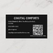 Moderner QR-Code für Black Vacation Rental Visitenkarte (Rückseite)