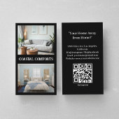 Moderner QR-Code für Black Vacation Rental Visitenkarte