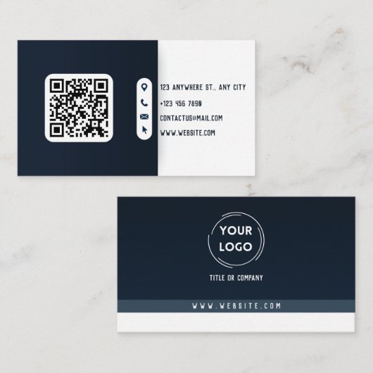 Moderner QR-Code für Blau und Weiß Visitenkarte (Vorne/Hinten)