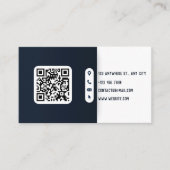 Moderner QR-Code für Blau und Weiß Visitenkarte (Vorderseite)