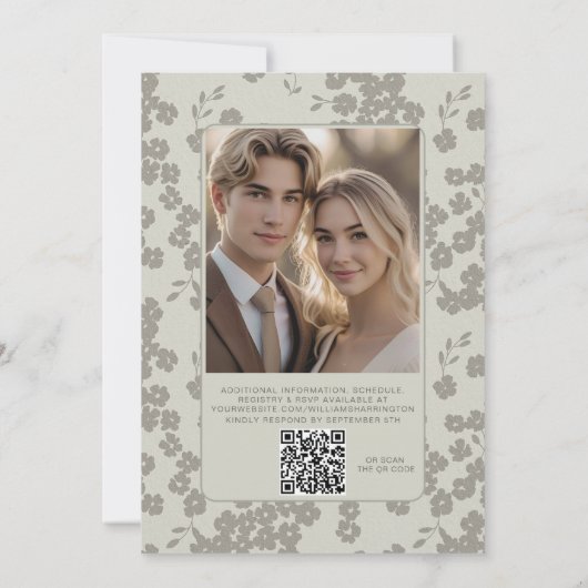 Moderner QR-Code für Blumenweiche Einladung (Rückseite)