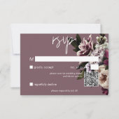 Moderner QR-Code für Burgund & Cream Peonies RSVP Karte (Vorderseite)