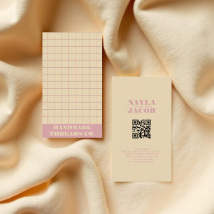 Moderner QR-Code für Creme & Pink Visitenkarte