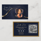 Moderner QR-Code für das Blaue und Gold-Logo Visitenkarte