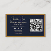 Moderner QR-Code für das Blaue und Gold-Logo Visitenkarte (Rückseite)