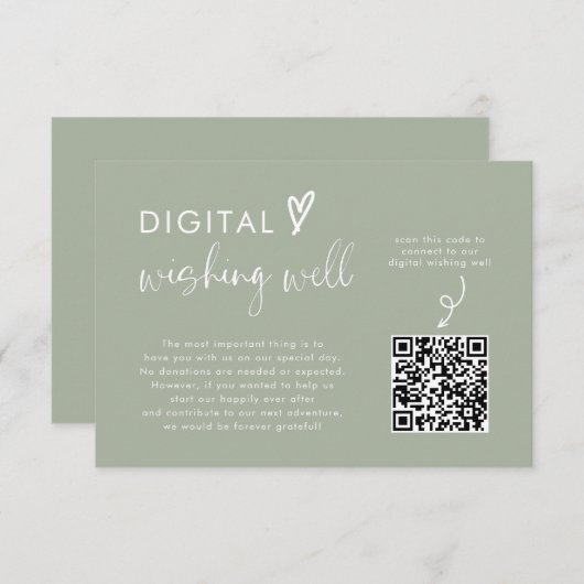 Moderner QR-Code für den Green Honeymoon Fund Begleitkarte (Vorne/Hinten)