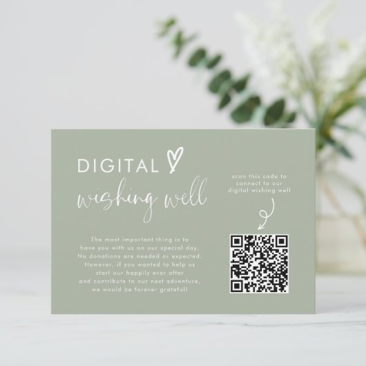 Moderner QR-Code für den Green Honeymoon Fund Begleitkarte (Stehend Vorderseite)