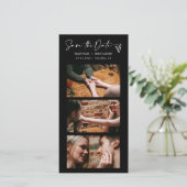 Moderner QR-Code für den schwarzen Foto Save The Date (Stehend Vorderseite)