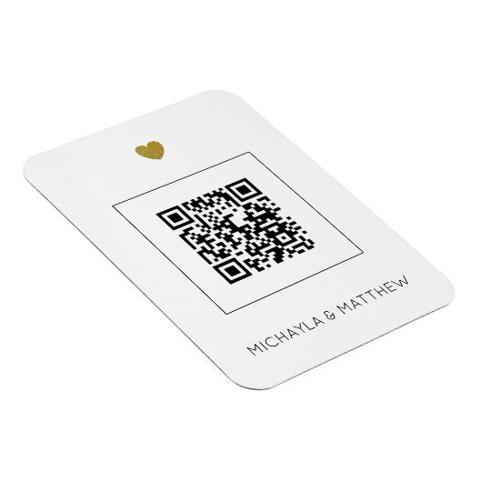 Moderner QR-Code für die Einladung von White Weddi Magnet (Rechte Seite)