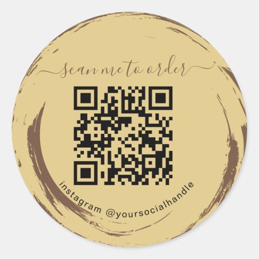 Moderner QR-Code für ein Coffeeshop Runder Aufkleber (Vorderseite)