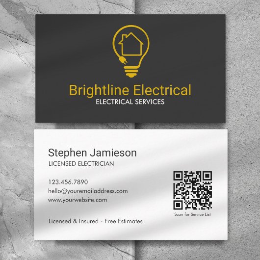 Moderner QR-Code für Elektroinstallateure Visitenkarte