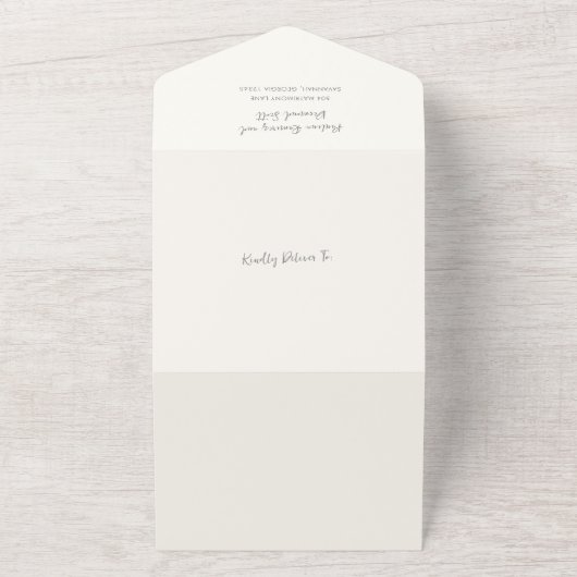 Moderner QR Code für Elfenbein Einfache Hochzeit All In One Einladung (Außenbereich)