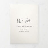 Moderner QR Code für Elfenbein Einfache Hochzeit Dreifach Gefaltete Einladung (Cover)