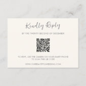 Moderner QR Code für Elfenbein Einfache Hochzeit RSVP Karte (Vorderseite)