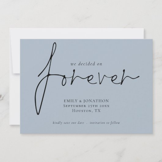 Moderner QR-Code für Forever Blue Rett Date Save The Date (Vorderseite)