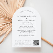 Moderner QR-Code für Foto in einer Arch-Hochzeit Einladung