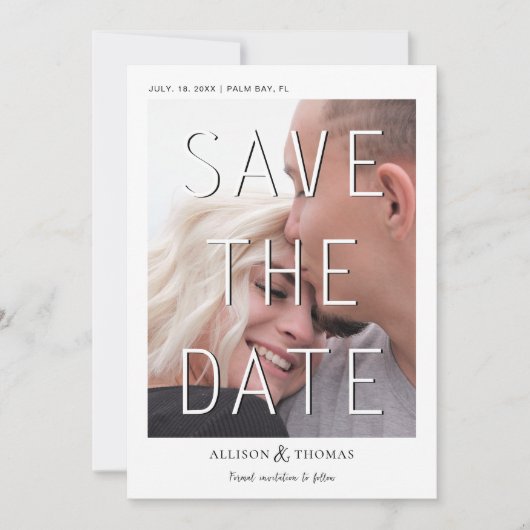 Moderner QR-Code für Foto Save the Date Einladung (Vorderseite)