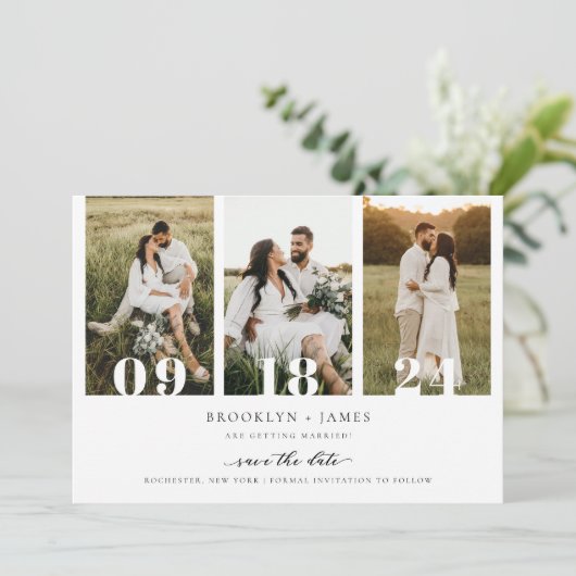 Moderner QR-Code für Fotomaterial Save the Date Einladung (Stehend Vorderseite)