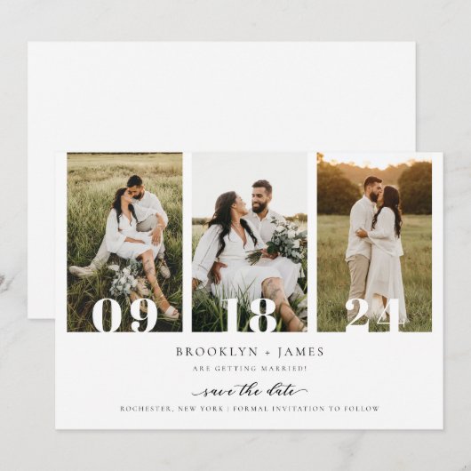 Moderner QR-Code für Fotomaterial Save the Date Einladung (Vorne/Hinten)